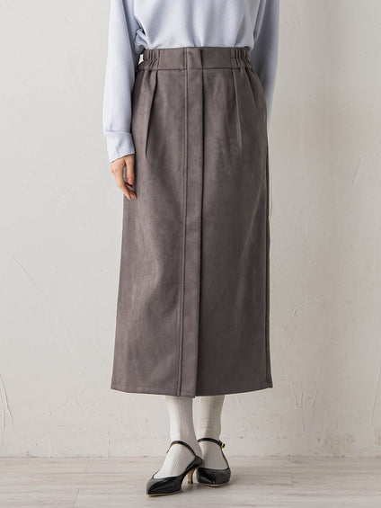 スエードフロント切替えナロースカート≪手洗い可能≫