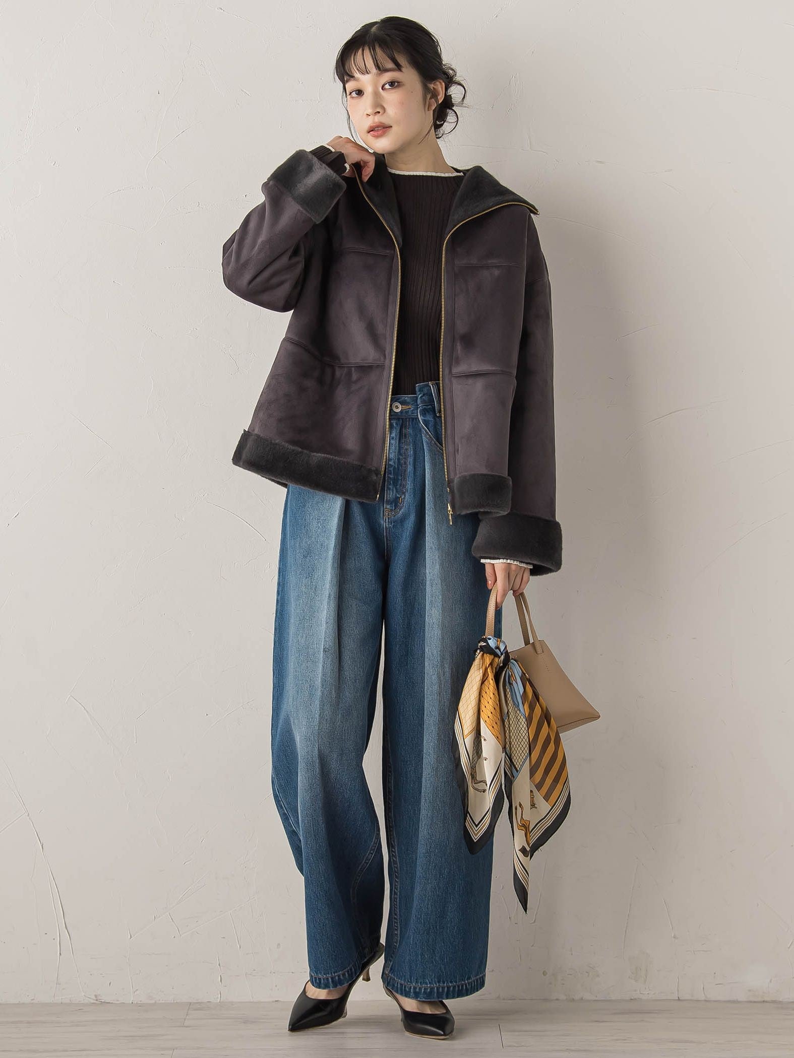 タックデニムパンツ≪洗濯機で洗える≫