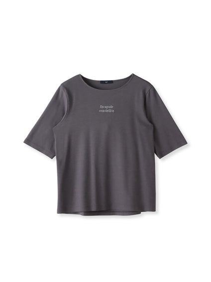 【大きいサイズ】【biyori】刺繍ロゴTシャツ≪洗濯機で洗える≫