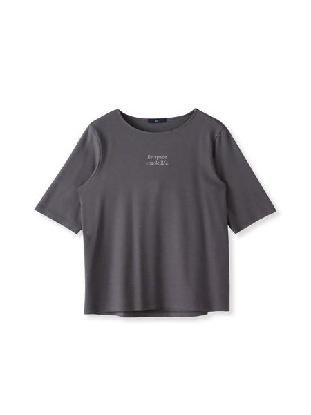 【大きいサイズ】【biyori】刺繍ロゴTシャツ≪洗濯機で洗える≫