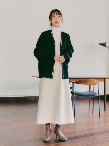 パール付きボレロカーディガン≪手洗い可能≫