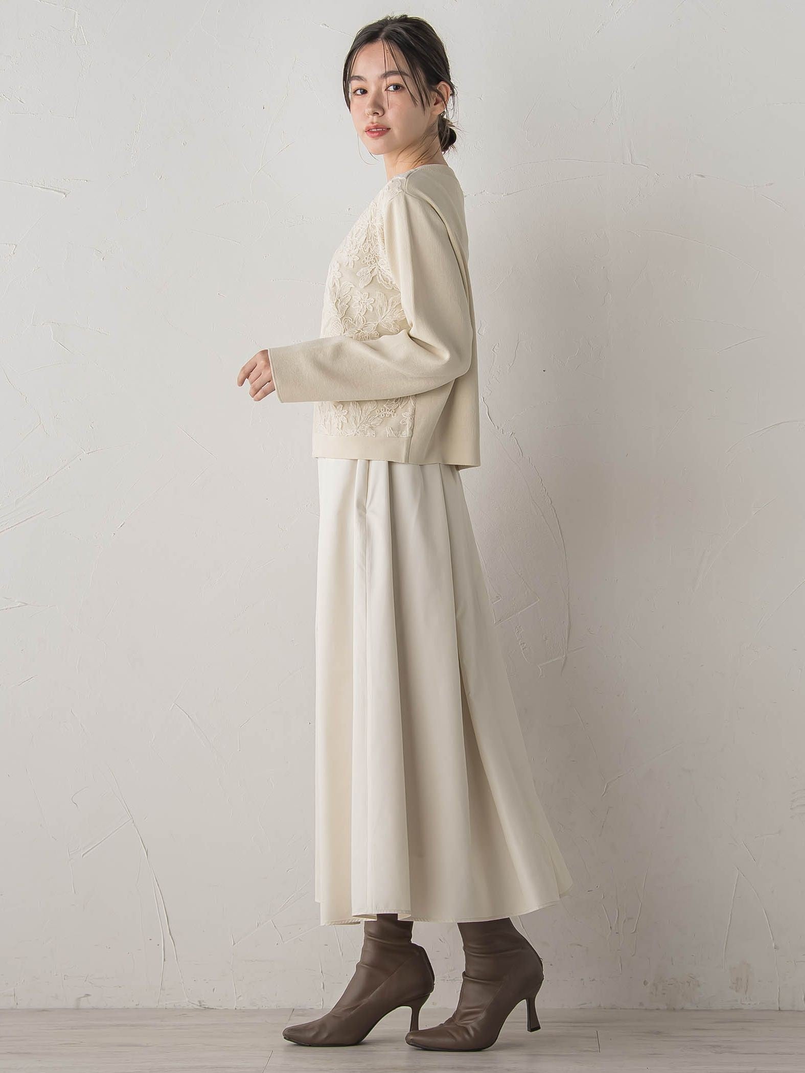 オーガンジー刺繍ミラノリブブルゾン≪手洗い可能≫