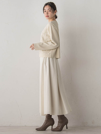 オーガンジー刺繍ミラノリブブルゾン≪手洗い可能≫