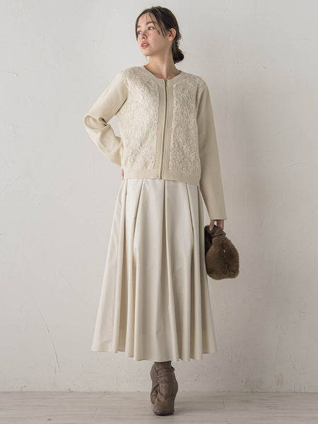 オーガンジー刺繍ミラノリブブルゾン≪手洗い可能≫