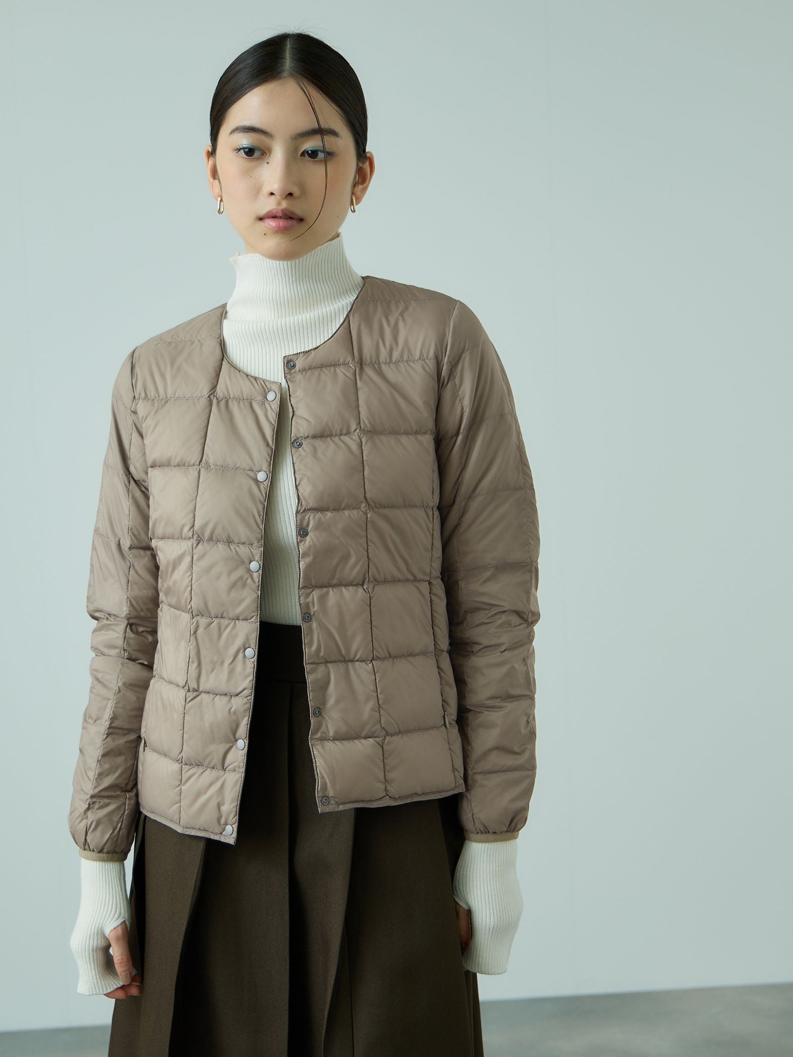 【TAION】クルーネックボタンダウンジャケット≪手洗い可能≫