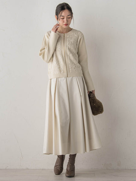 オーガンジー刺繍ミラノリブブルゾン≪手洗い可能≫