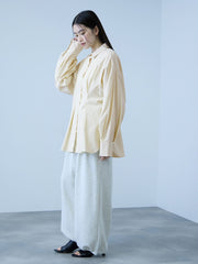 《きちんと映え》ストライプウエストタックシャツ