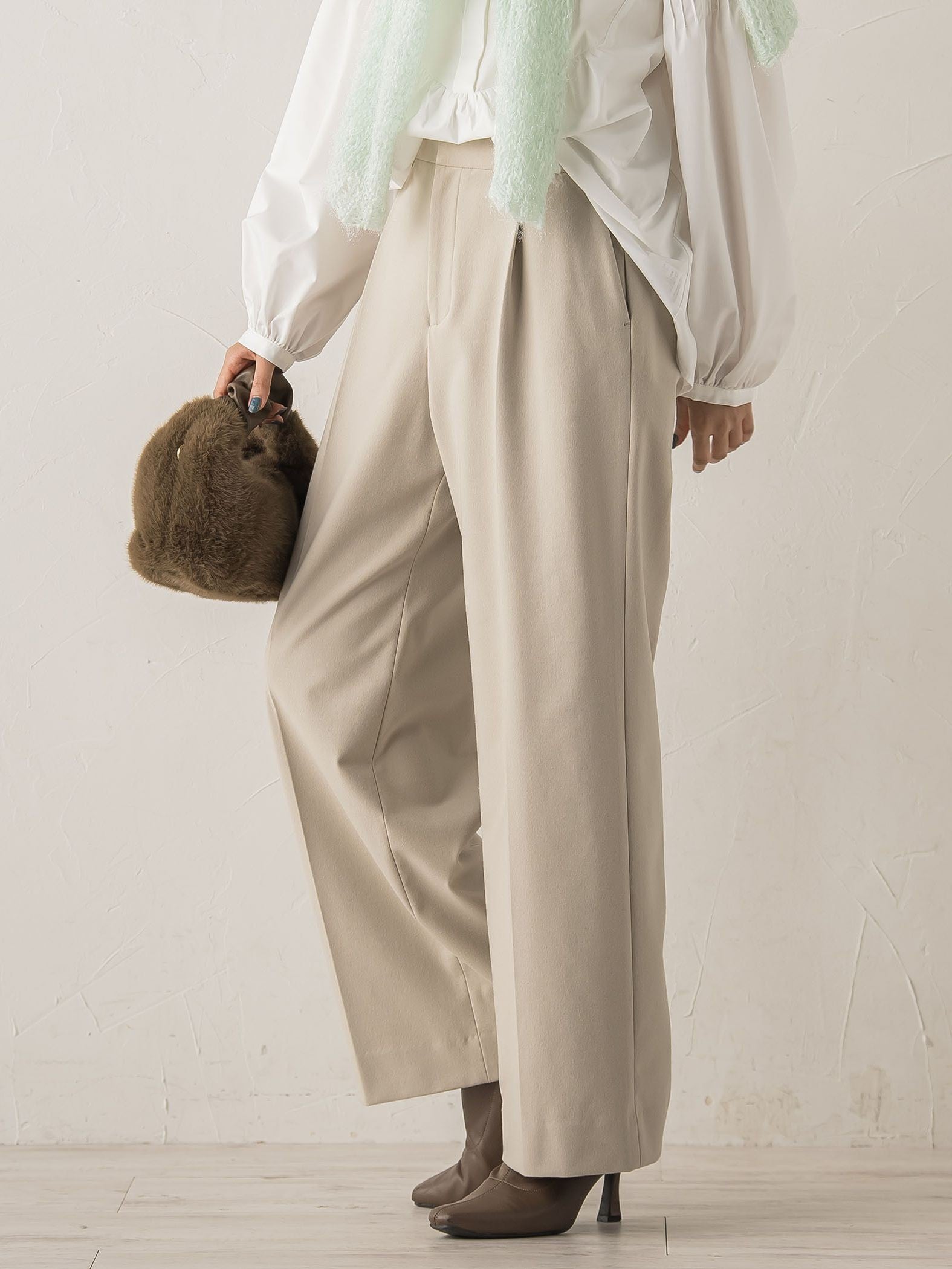 両面起毛ストレッチパンツ≪洗濯機で洗える≫