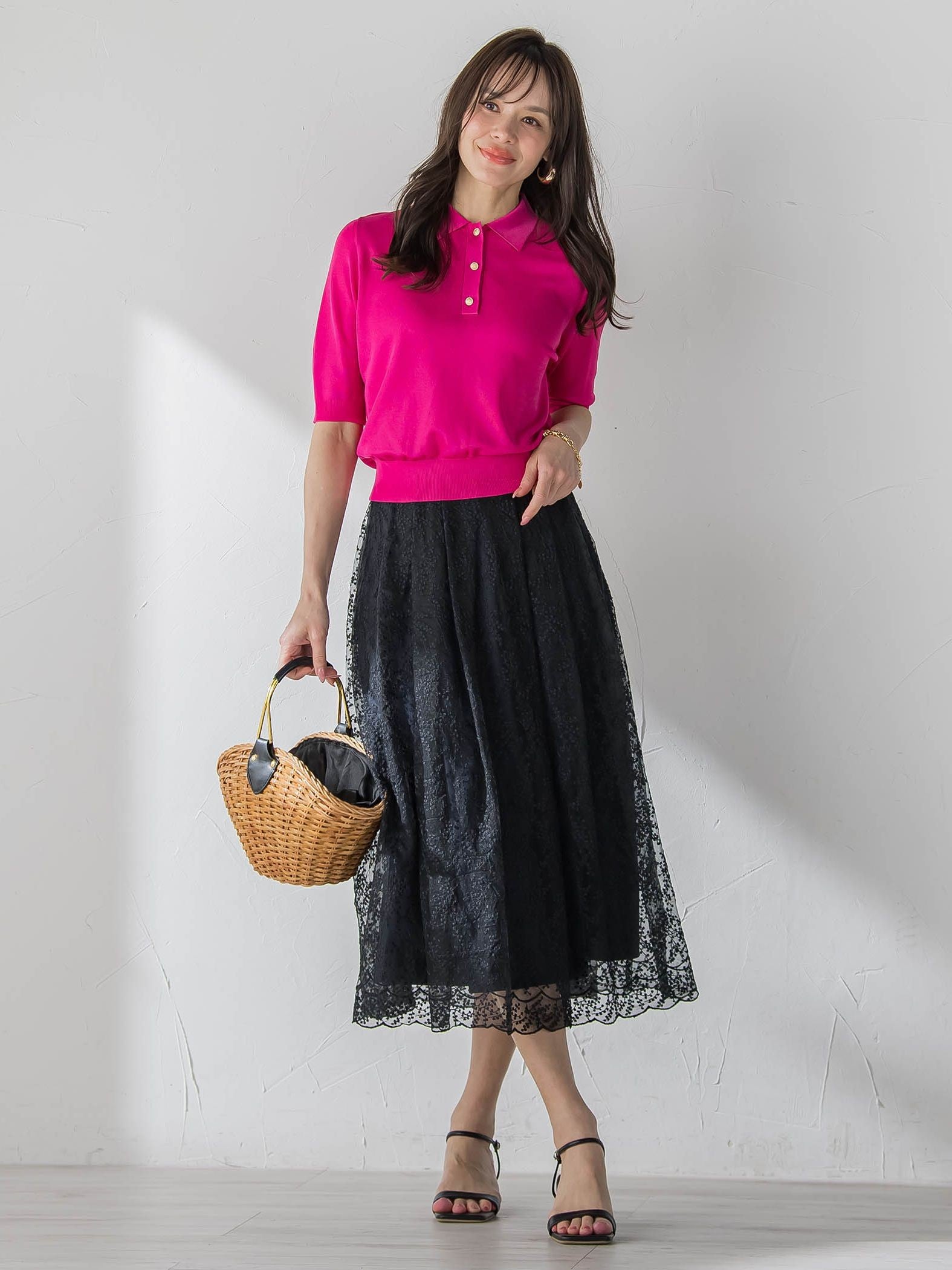 【WEB限定カラーあり】LUCINDAポロニット