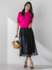 【WEB限定カラーあり】LUCINDAポロニット