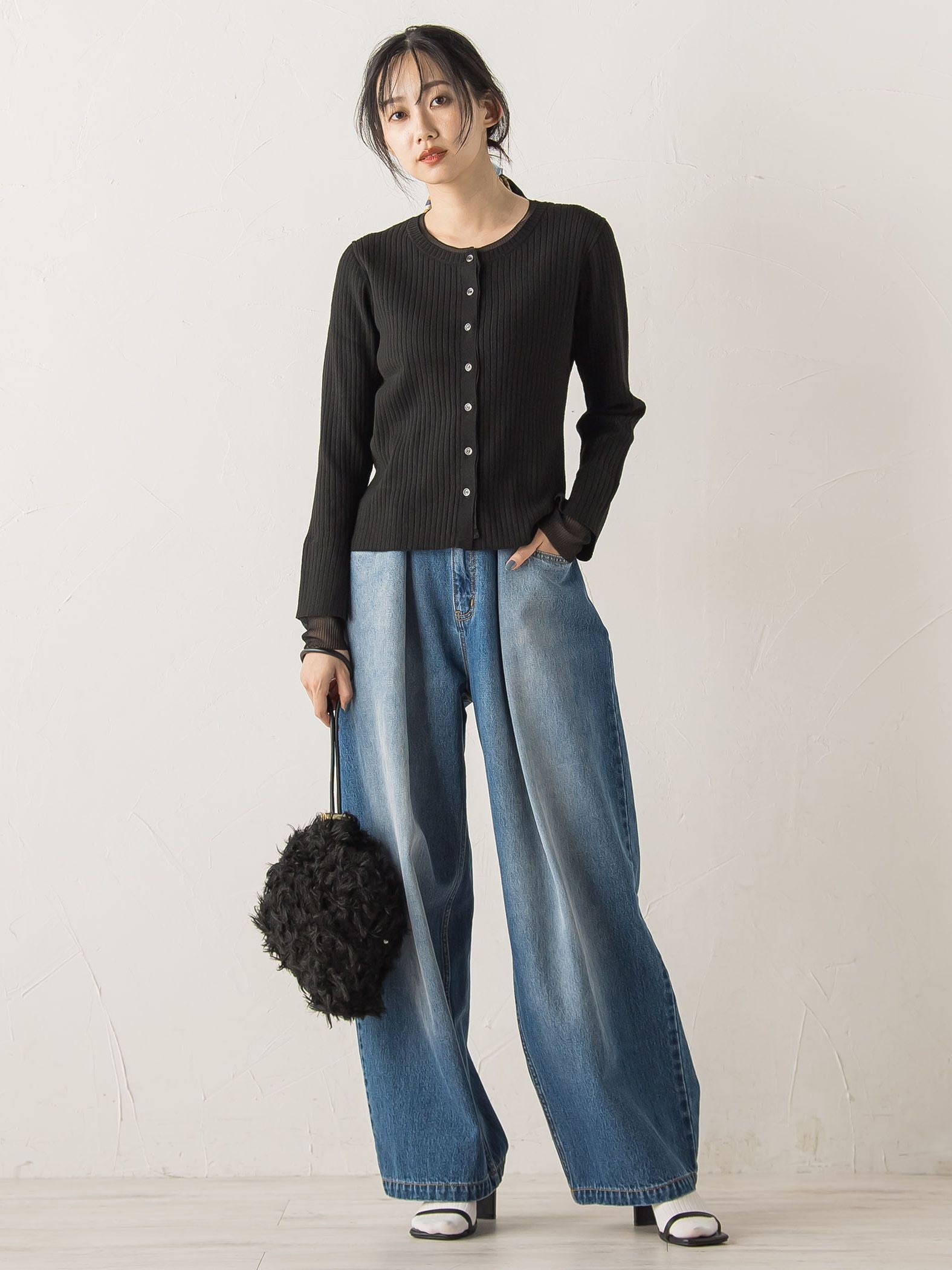 シアー切替えRIBニット≪手洗い可能≫