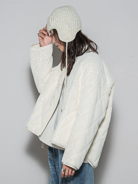 キルティング×フェイクファーリバーシブルブルゾン