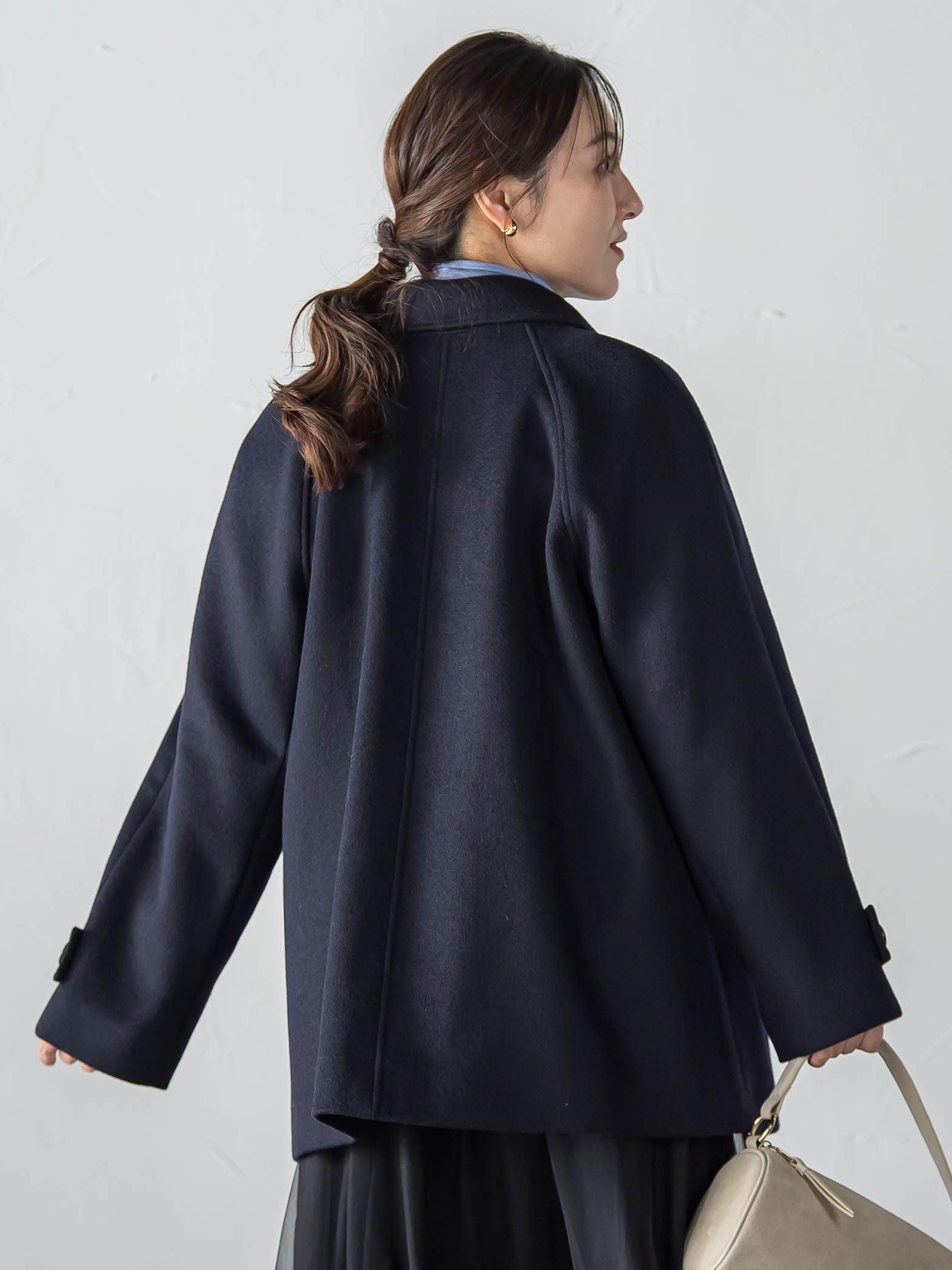 カシミヤ混ライトリバーショートコート