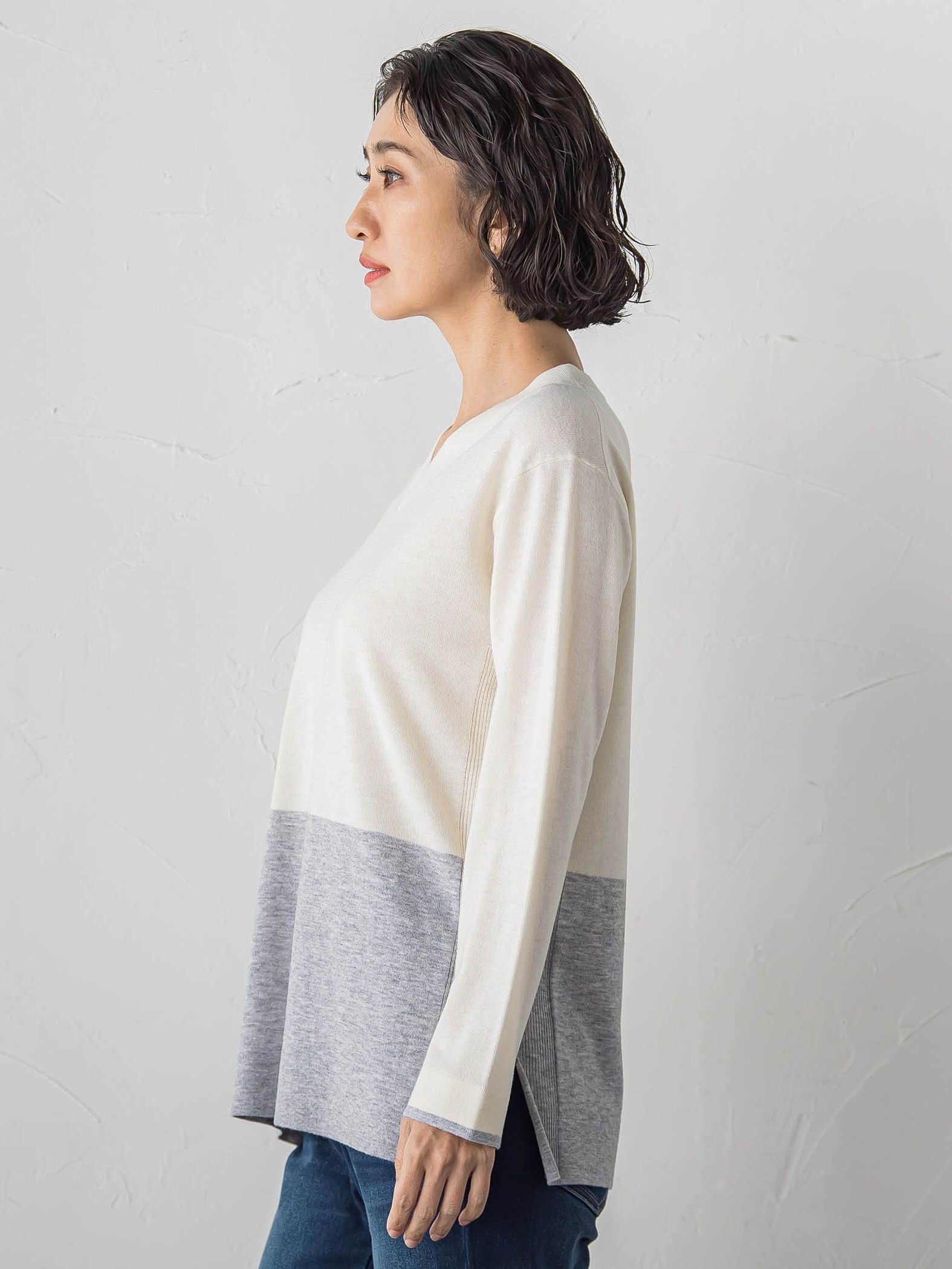 ファインウールVネックニット