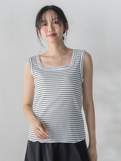 リブスクエアタンクトップ
