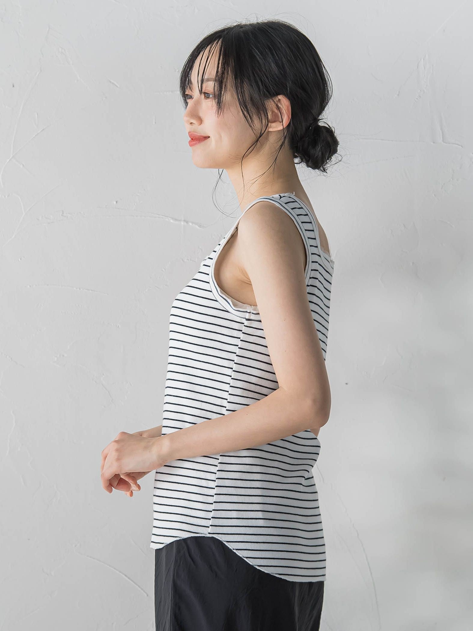 リブスクエアタンクトップ