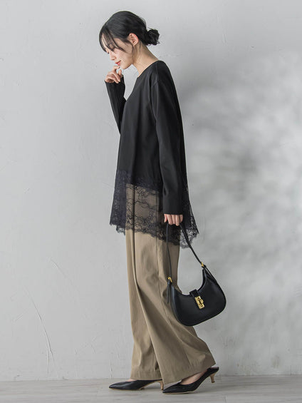 レースコンビカットソー