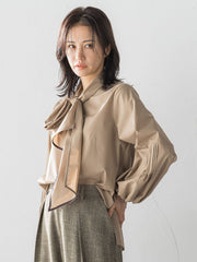フォルムボウタイブラウス≪洗濯機で洗える≫