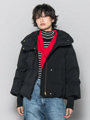 袖口リブシームレスダウンジャケット