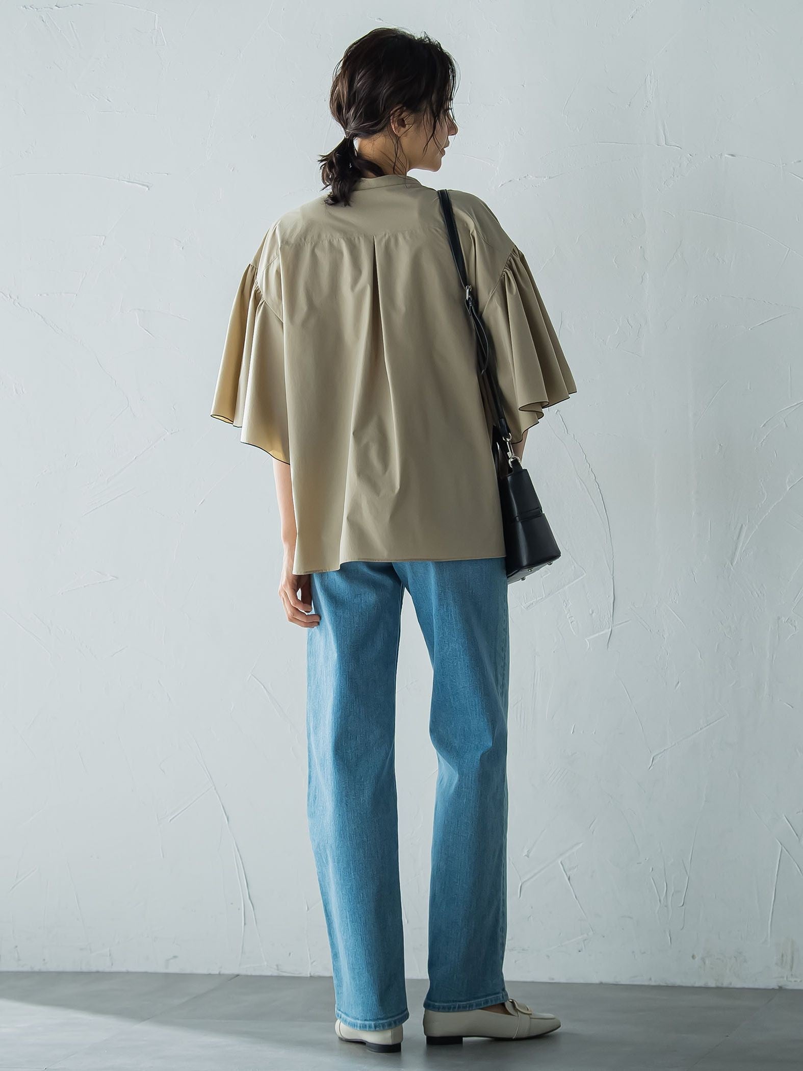 ストレッチフレアスリーブブラウス≪洗濯機で洗える≫