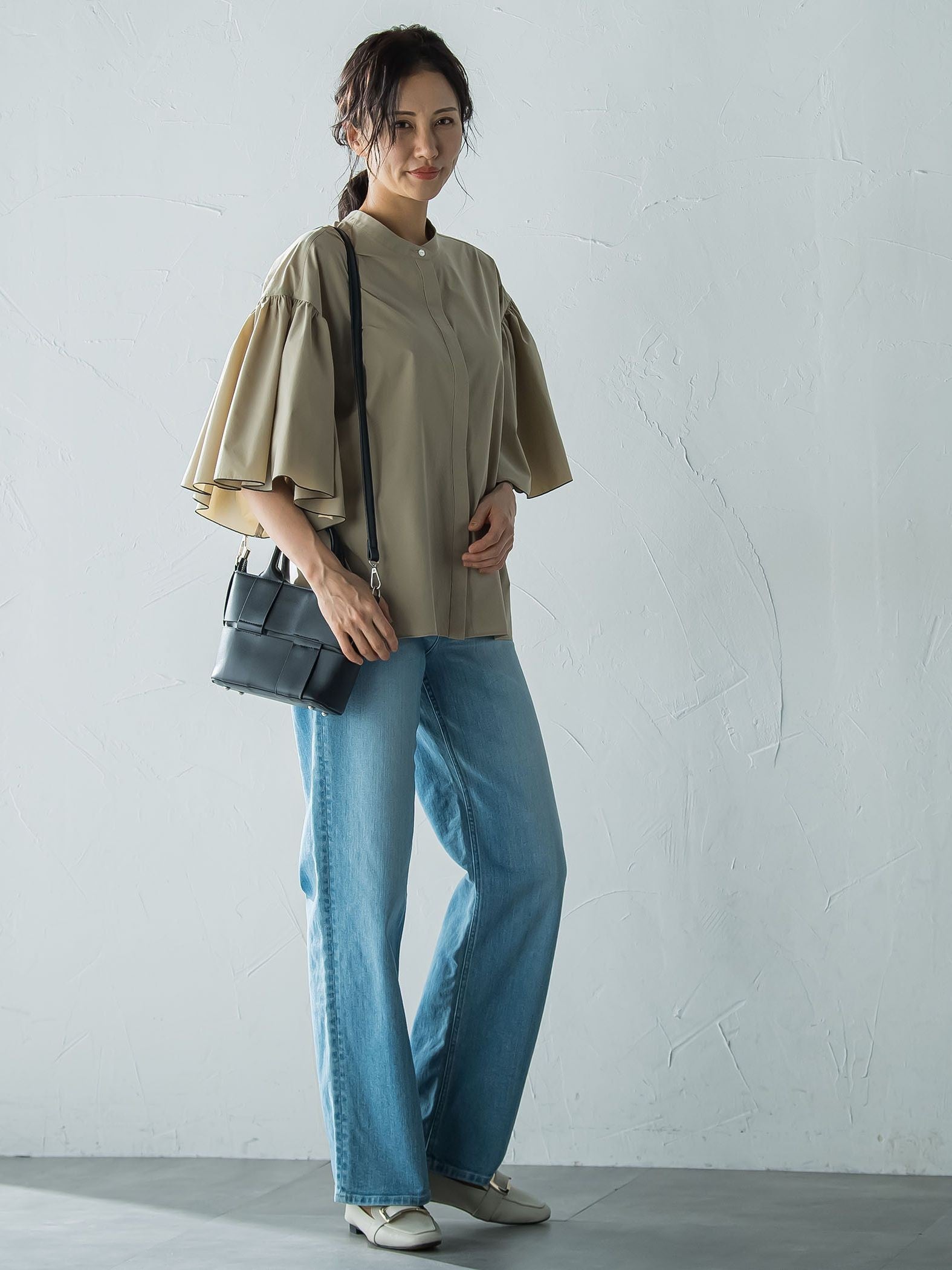 ストレッチフレアスリーブブラウス≪洗濯機で洗える≫