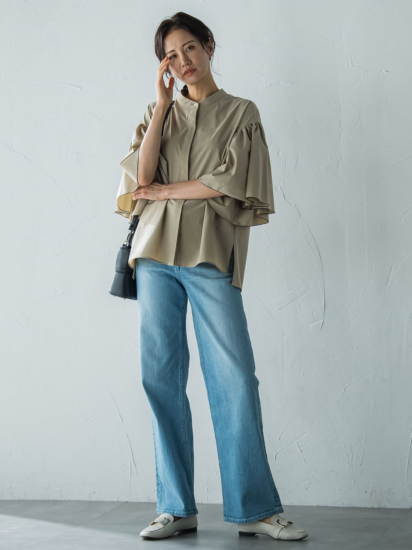 ストレッチフレアスリーブブラウス≪洗濯機で洗える≫