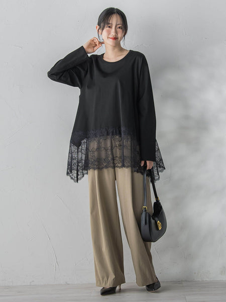 レースコンビカットソー