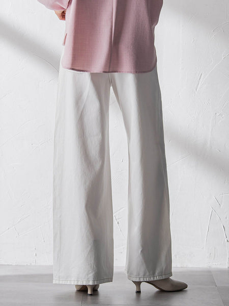 デニムワイドパンツ≪洗濯機で洗える≫