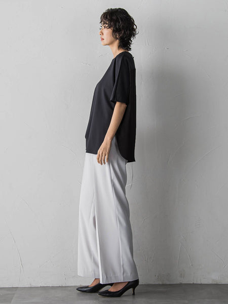【大きいサイズ】バックサテン切り替えスムースカットソー