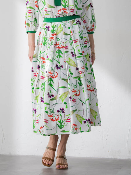 【KEITA KAWASAKI × Viaggio Bluコラボ】リリープリントスカート