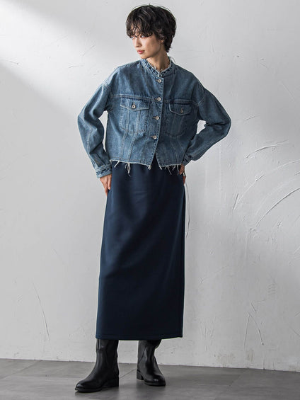 デニムショートジャケット≪洗濯機で洗える≫