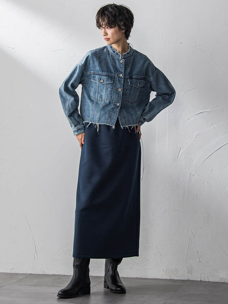 デニムショートジャケット≪洗濯機で洗える≫