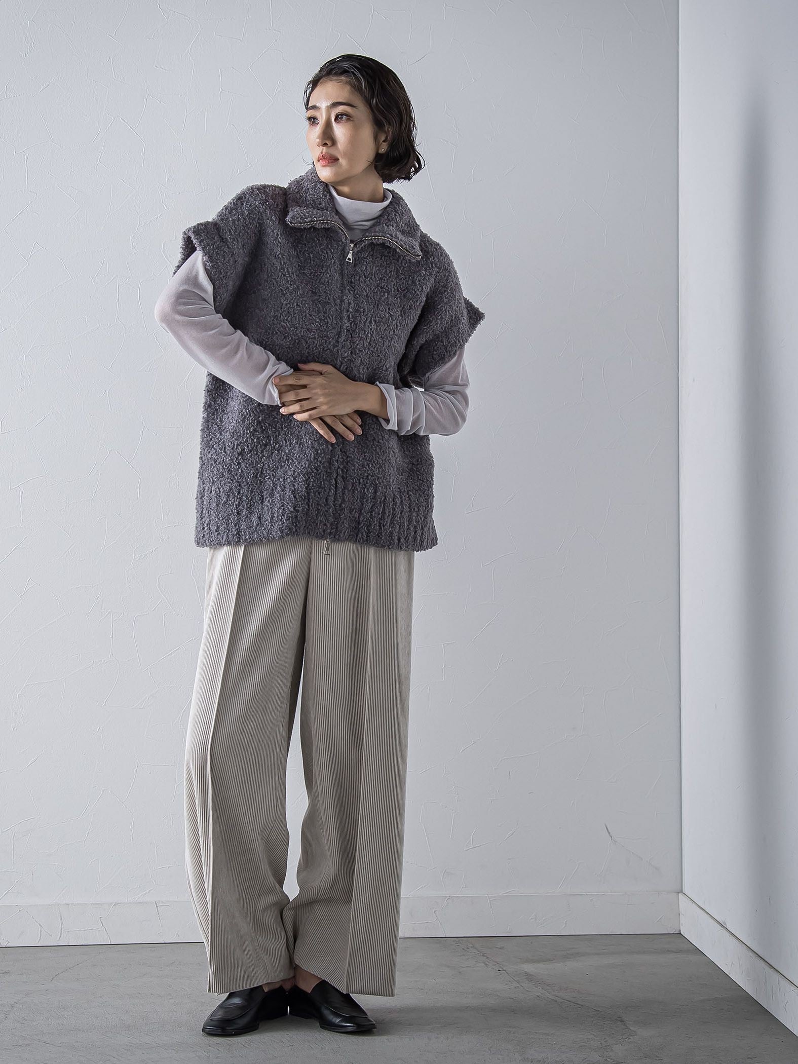 カーリングヤーンジップジレ≪手洗い可能≫