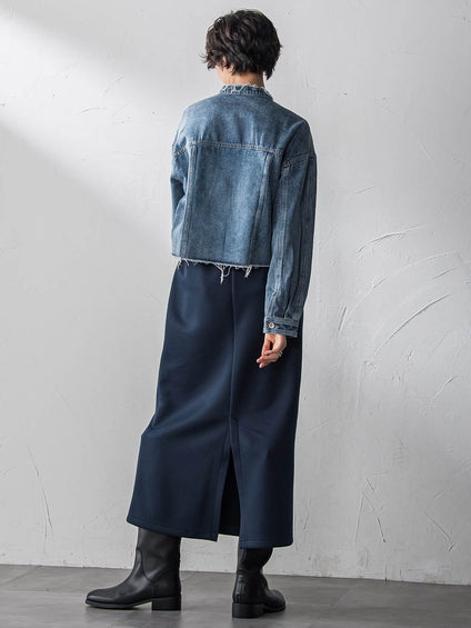 デニムショートジャケット≪洗濯機で洗える≫