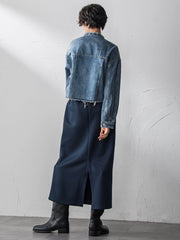 デニムショートジャケット≪洗濯機で洗える≫