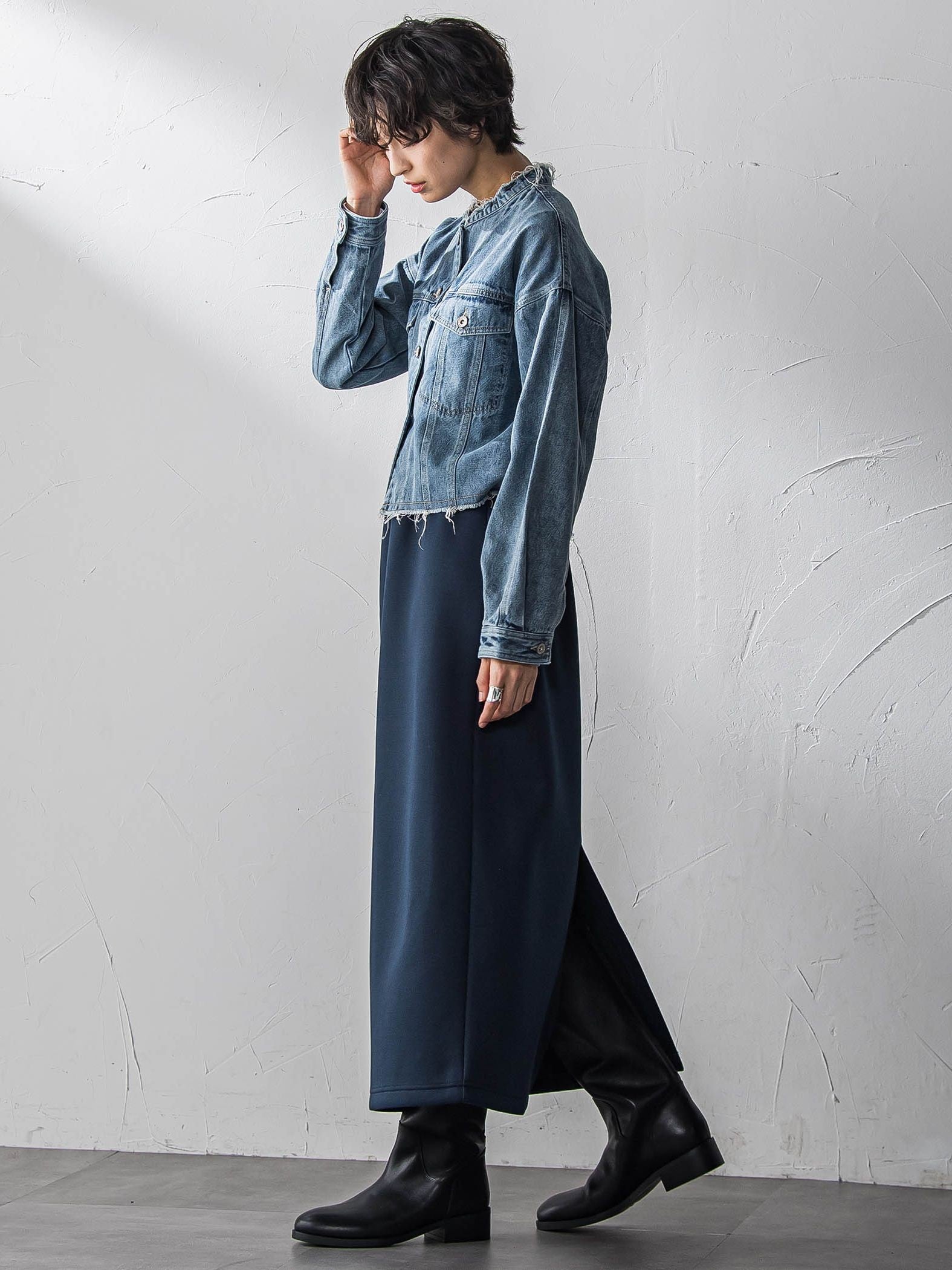 デニムショートジャケット≪洗濯機で洗える≫