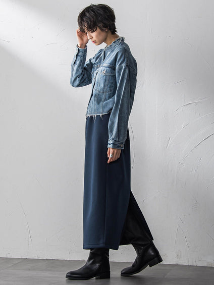 デニムショートジャケット≪洗濯機で洗える≫