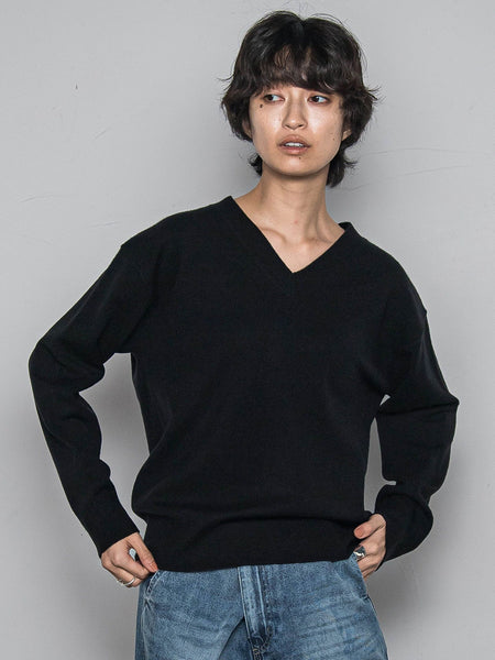 【ふわもち】Vネックニット≪洗濯機で洗える≫