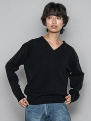 【ふわもち】Vネックニット≪洗濯機で洗える≫