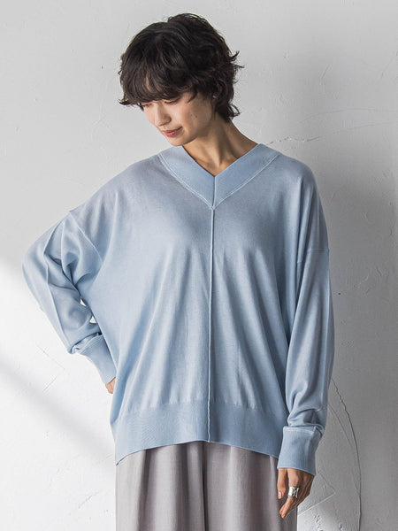 【新色追加】Vネックコクーンニットプルオーバー≪手洗い可能≫