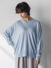 【新色追加】Vネックコクーンニットプルオーバー≪手洗い可能≫