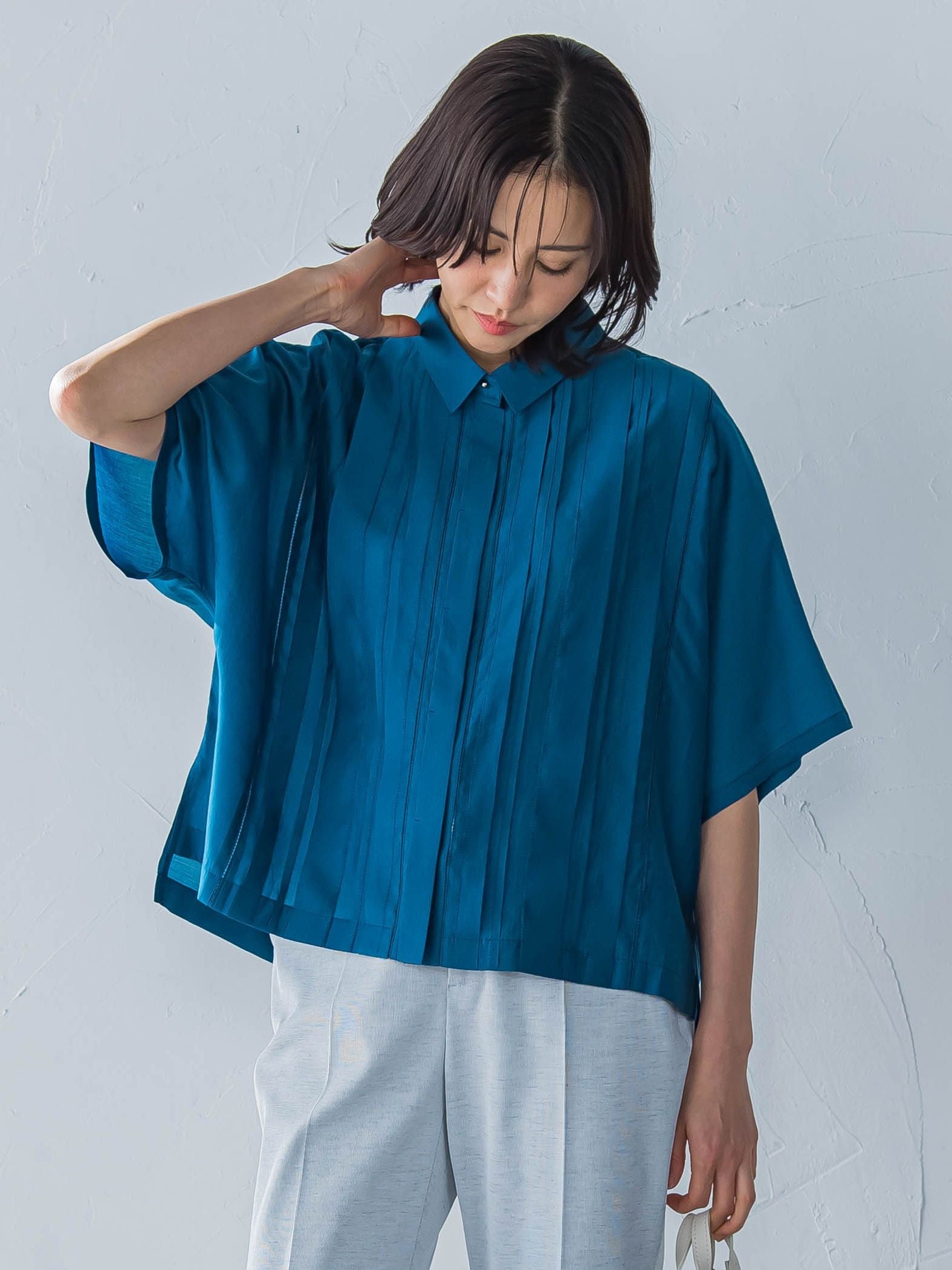 ピンタックレースブラウス≪手洗い可能≫