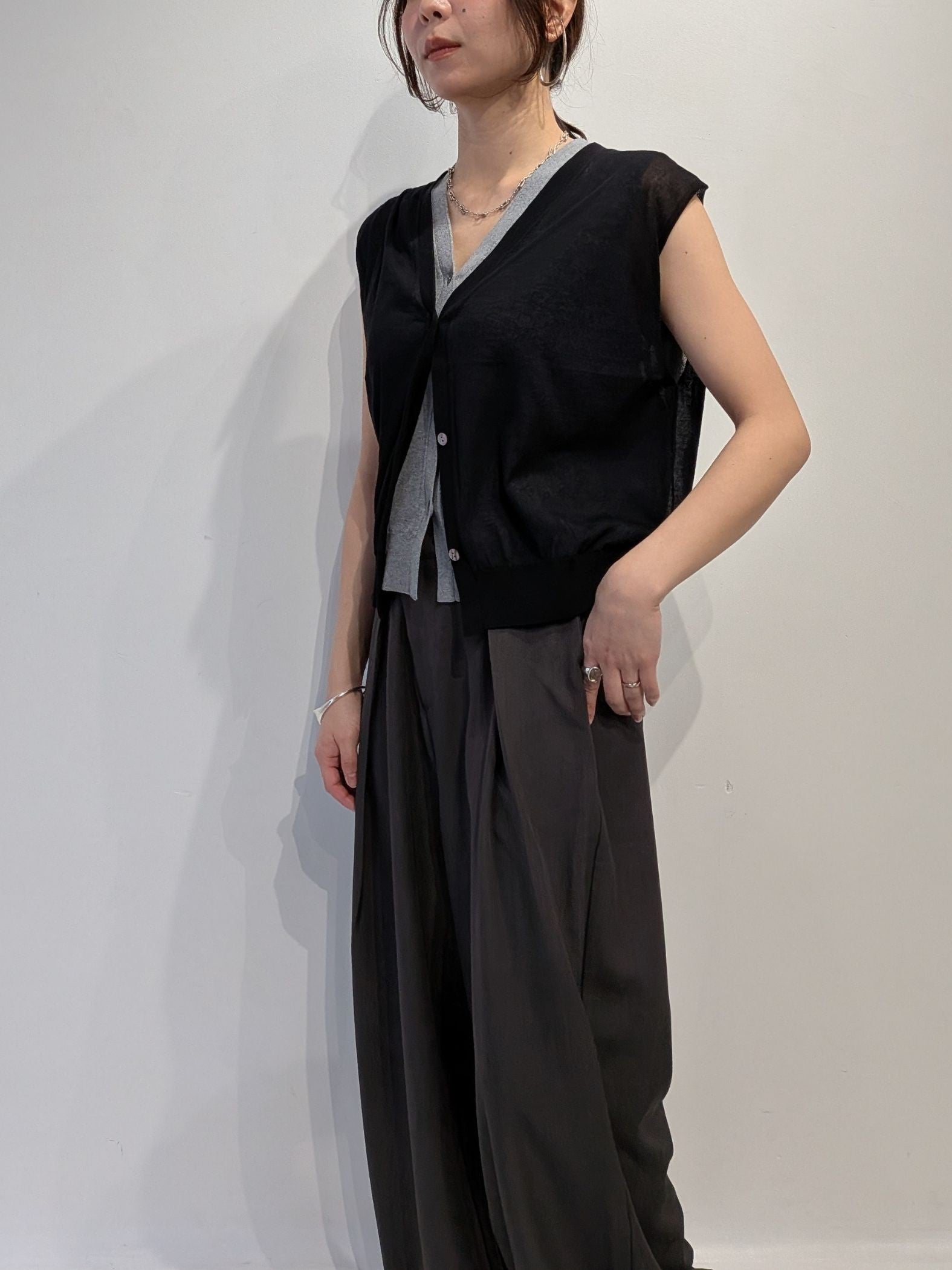 【2piece】sheer layerd vest