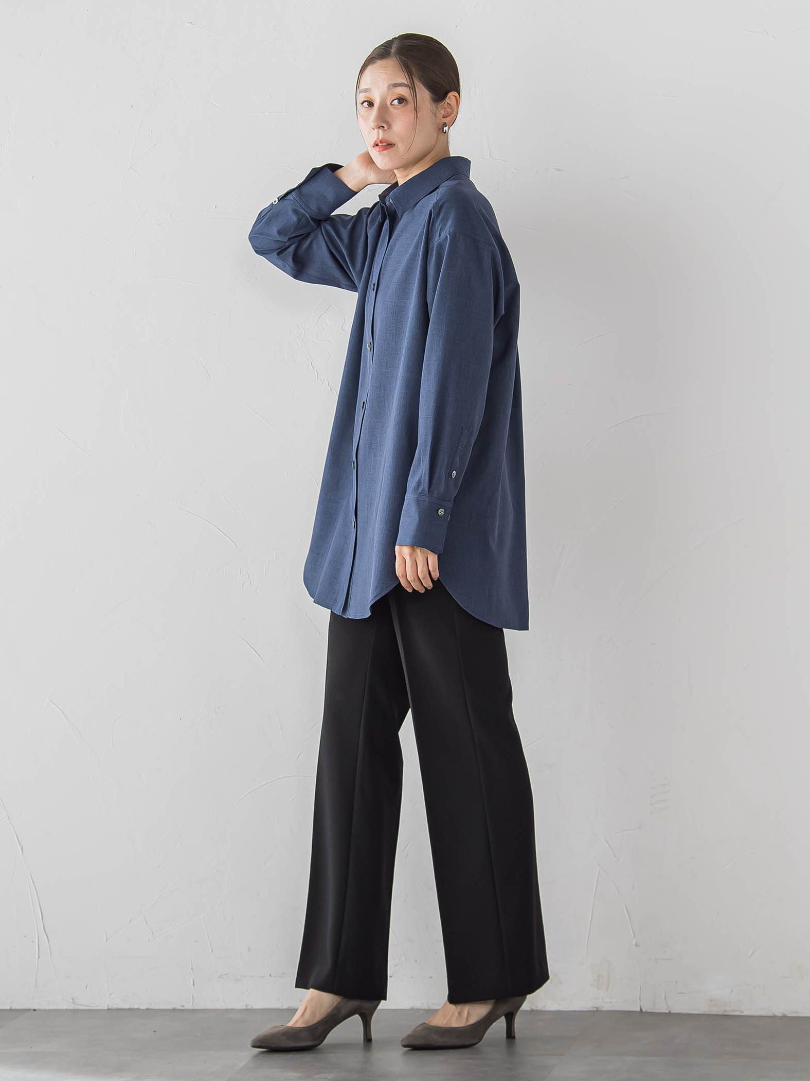 【大きいサイズ/すらっと美脚パンツ】フレアーストレートパンツ