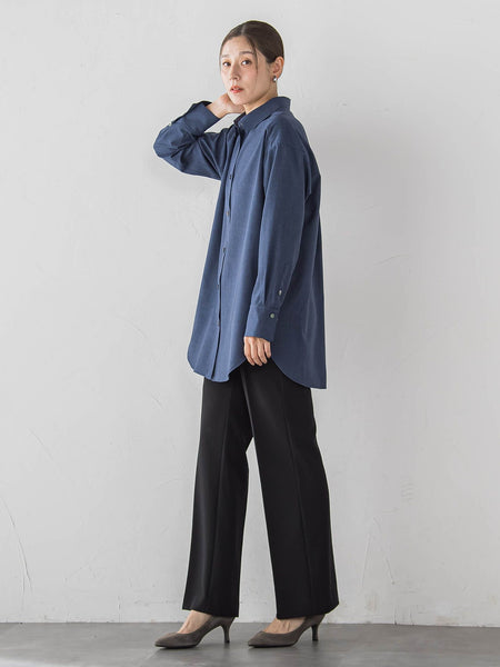 【大きいサイズ/すらっと美脚パンツ】フレアーストレートパンツ