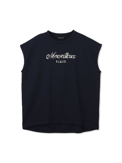 スパンコール刺繍ロゴTシャツ≪手洗い可能≫