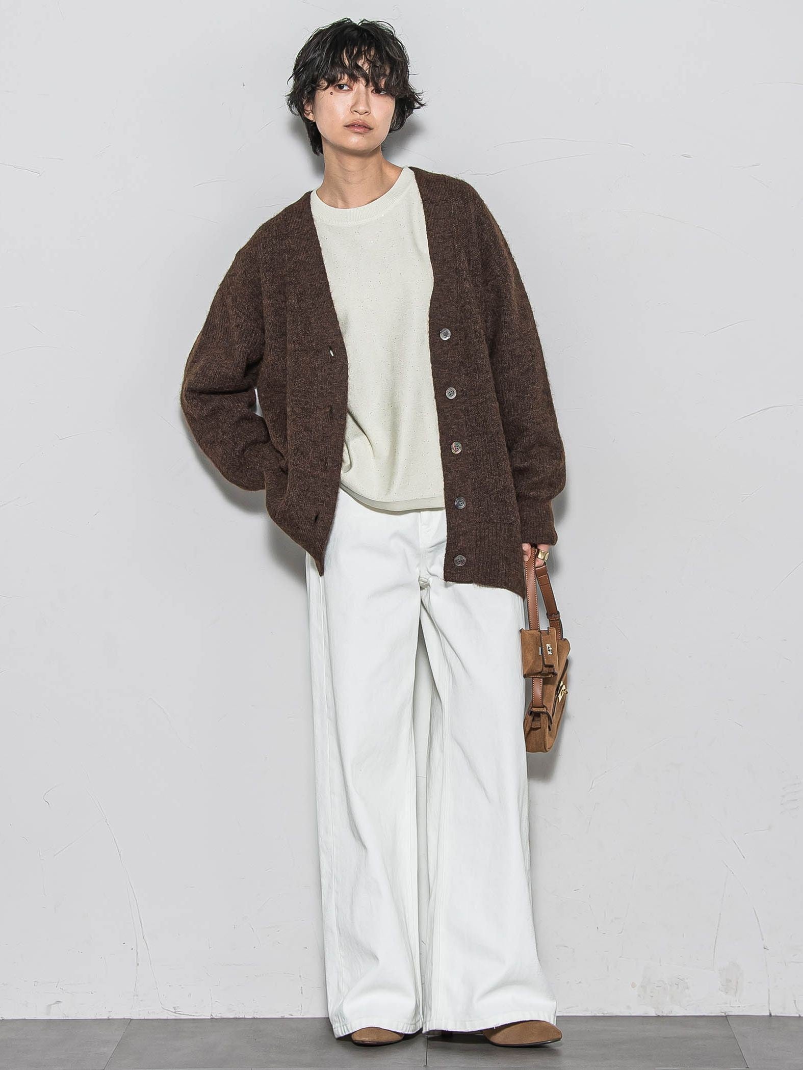 ミニスパンコールクルーネックニット≪手洗い可能≫