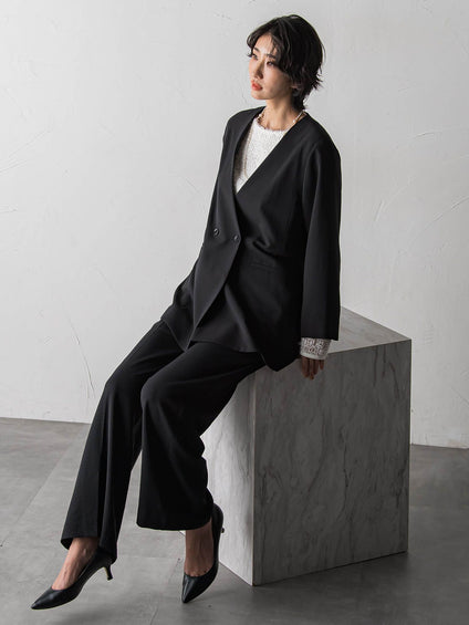 ハイストレッチカルゼワイドパンツ