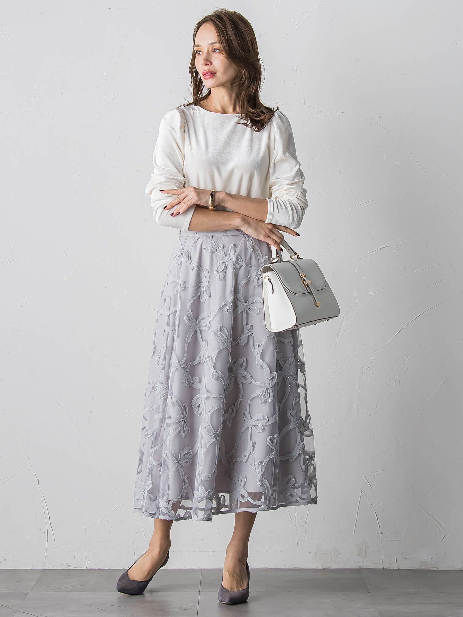 スパンコールテープチュールスカート