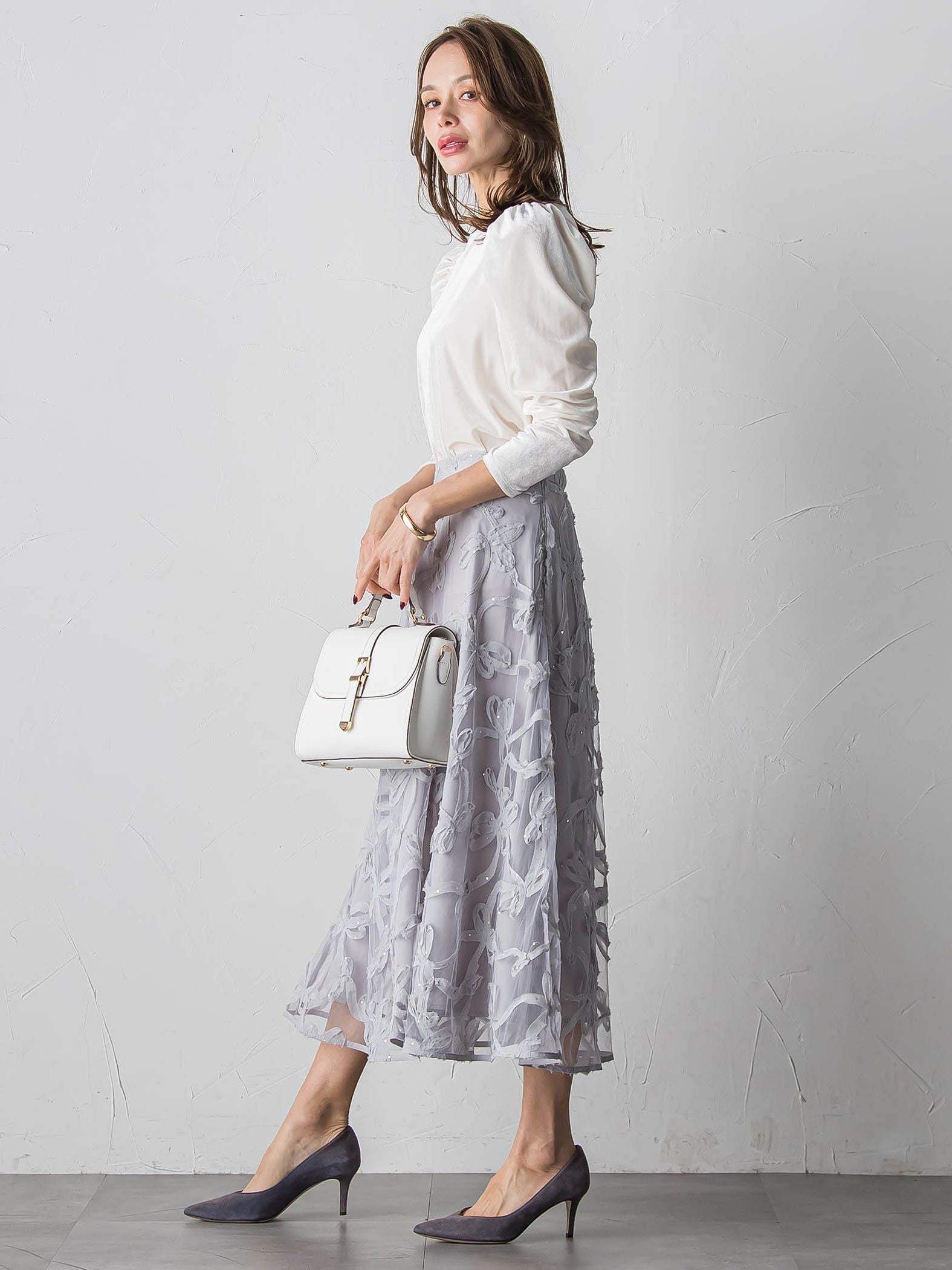 スパンコールテープチュールスカート